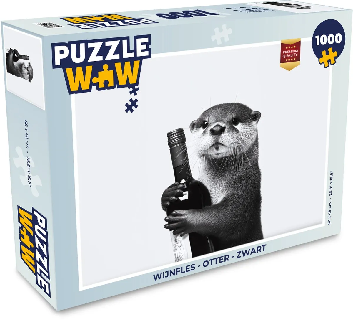PuzzleWow Wijnfles Otter Legpuzzel 1000 Stuks - Zwart