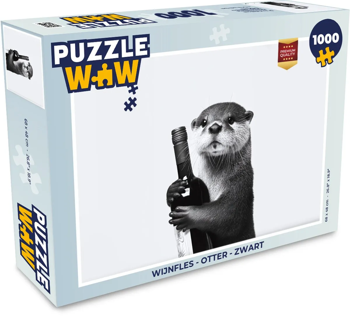 PuzzleWow Wijnfles Otter Legpuzzel 1000 Stuks - Zwart