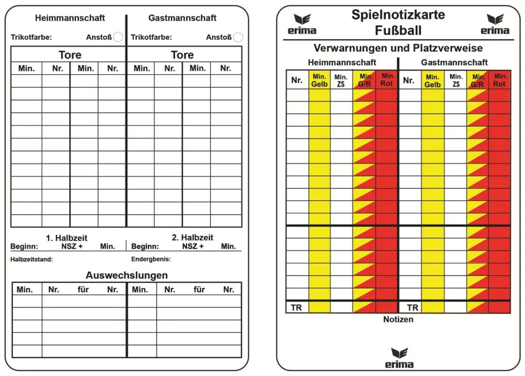Erima Scheidsrechterset Notitiekaarten - 50 Stuks Wit
