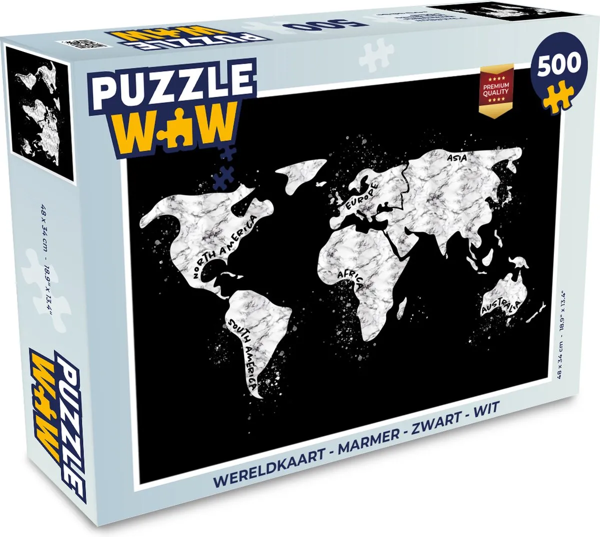 PuzzleWow Wereldkaart Legpuzzel 500 Stuks