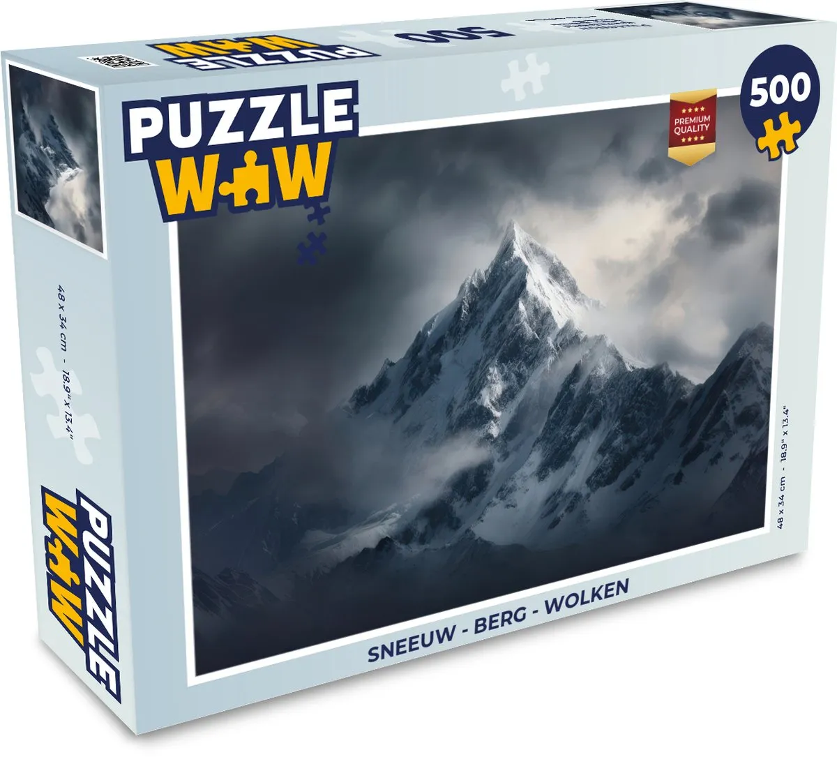 PuzzleWow Legpuzzel Sneeuw - Berg - Wolken 500 Stuks