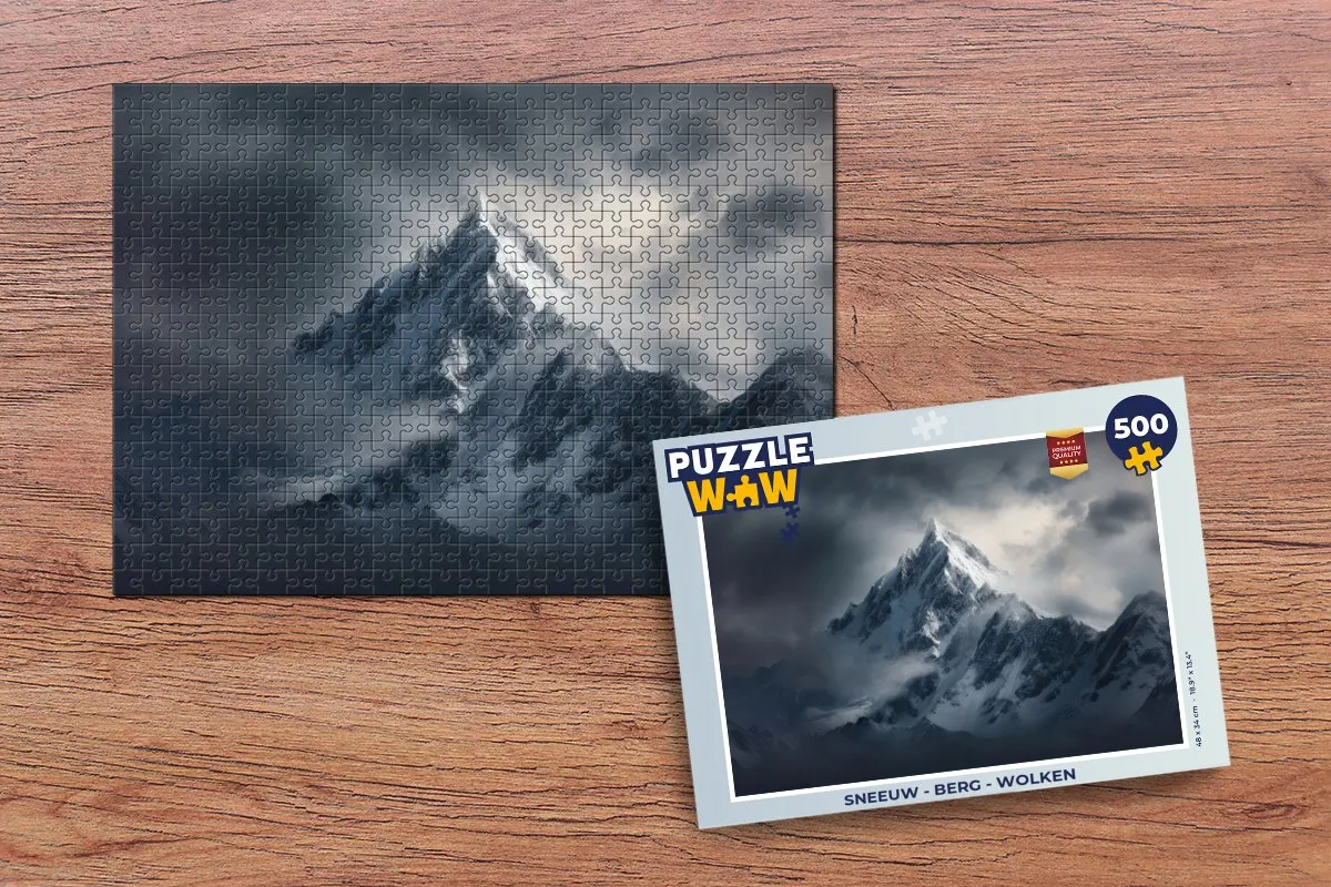 PuzzleWow Legpuzzel Sneeuw - Berg - Wolken 500 Stuks