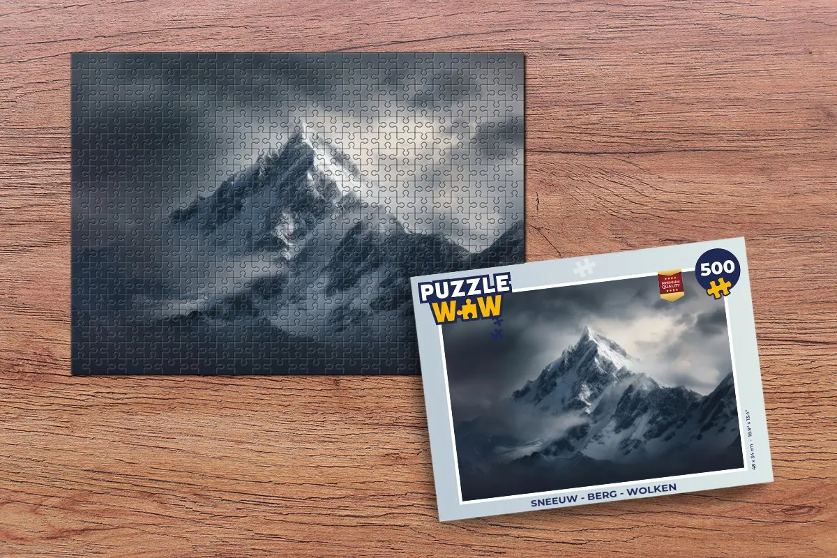PuzzleWow Legpuzzel Sneeuw - Berg - Wolken 500 Stuks