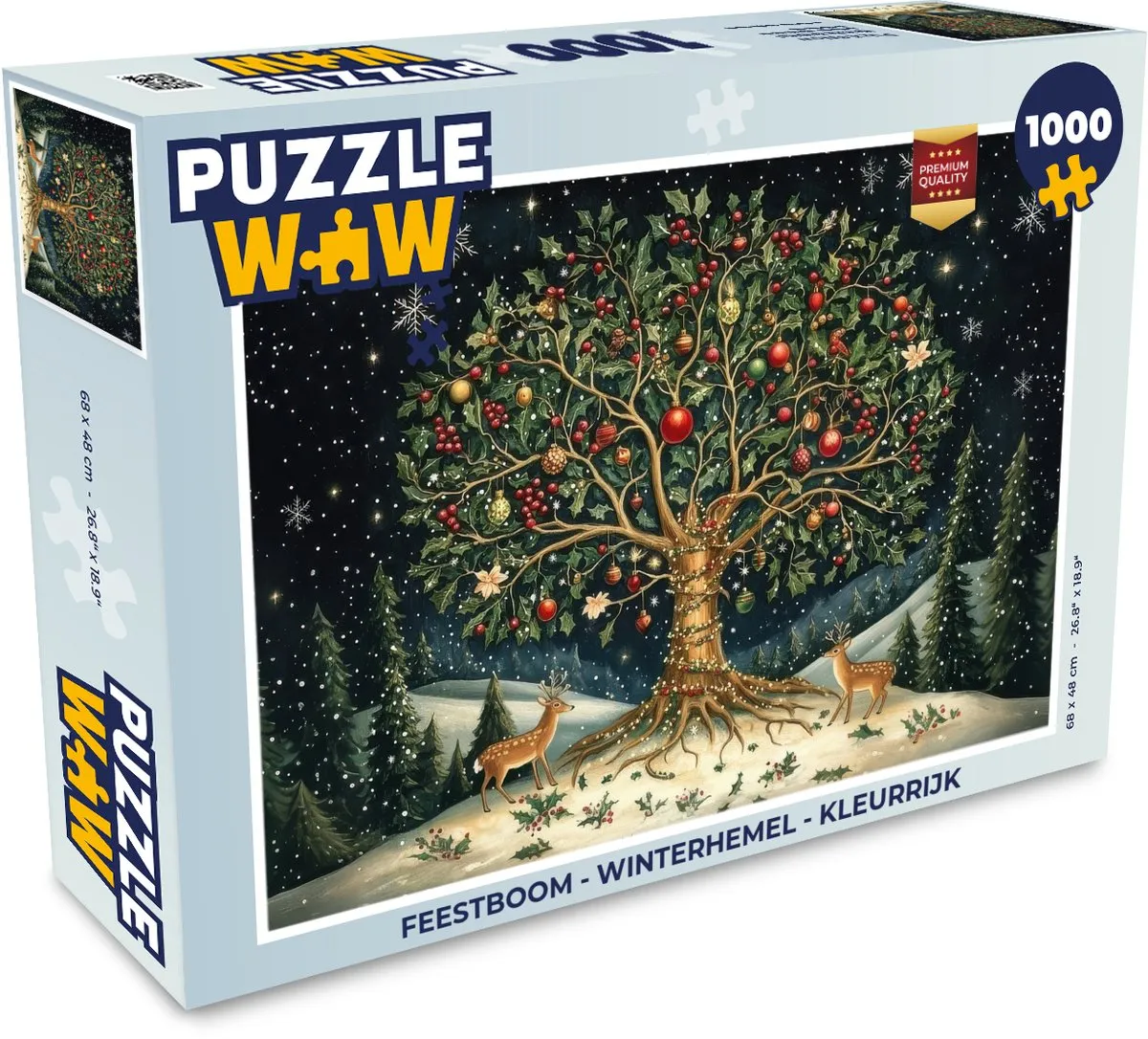PuzzleWow Feestboom Winterhemel Puzzel 500 Stuks - Kleurrijk