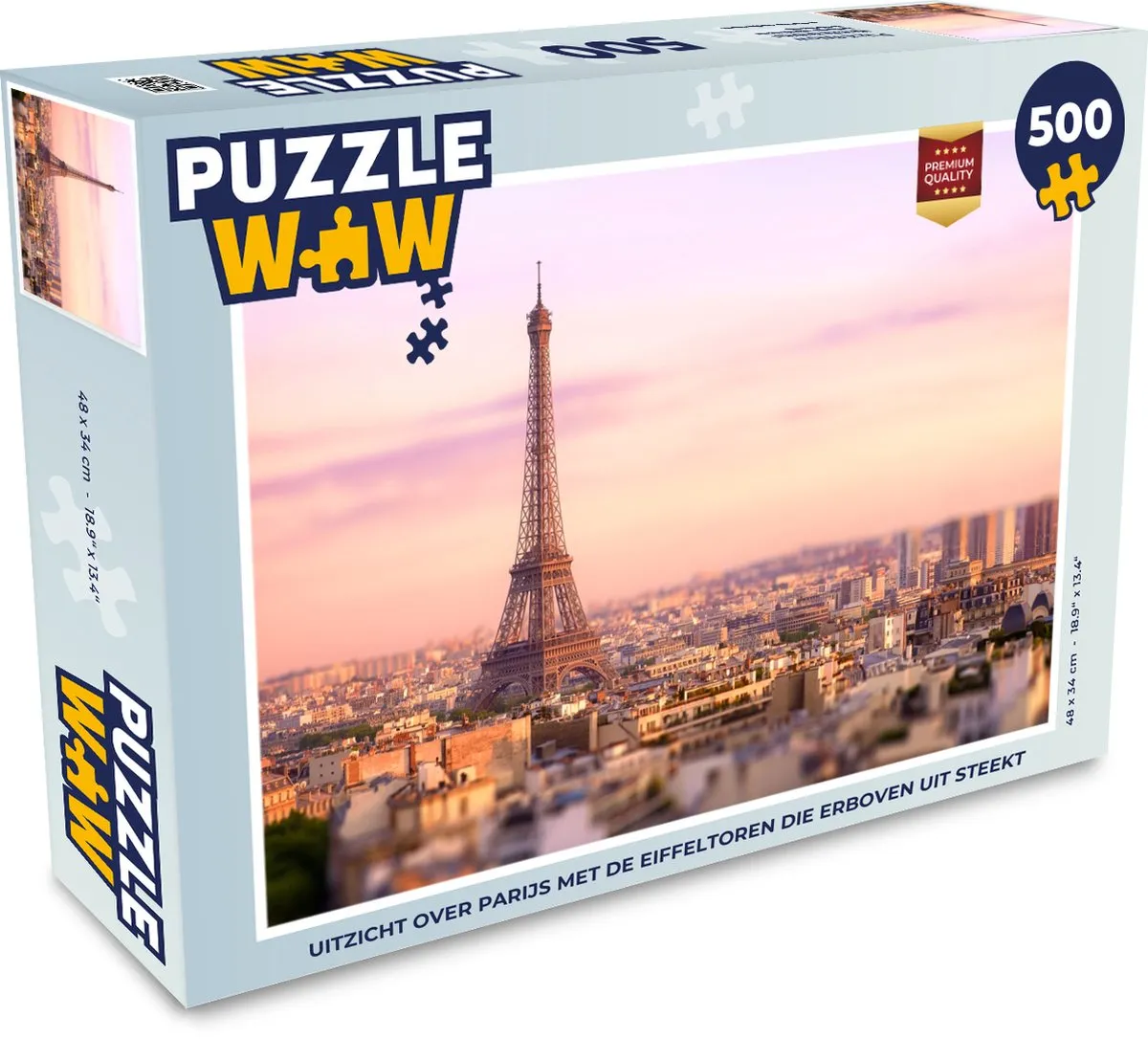 PuzzleWow Parijs met Eiffeltoren Legpuzzel 500 Stuks - Multicolor