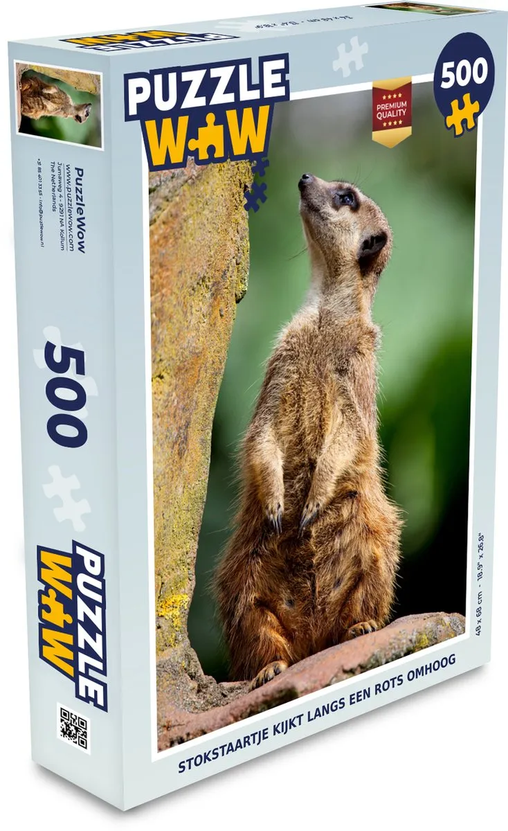 PuzzleWow Stokstaartje Legpuzzel 500 Stuks - Multicolor