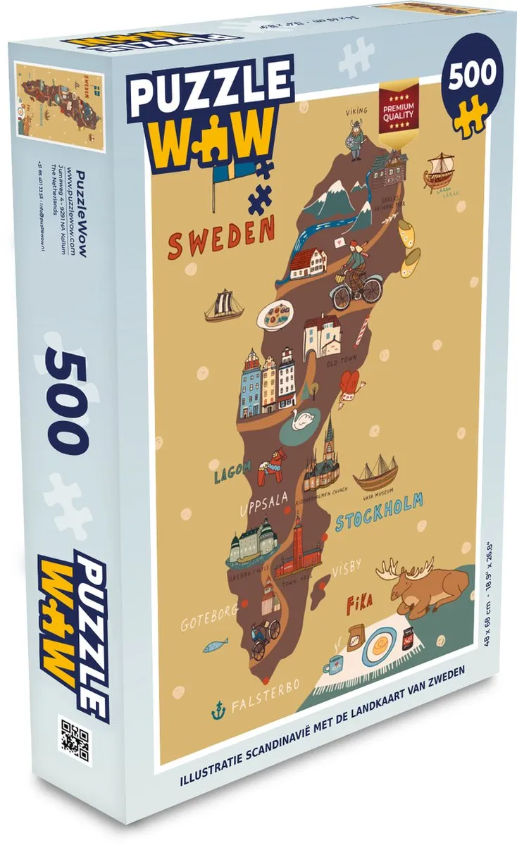 PuzzleWow Scandinavië Zweden Puzzel 500 Stuks