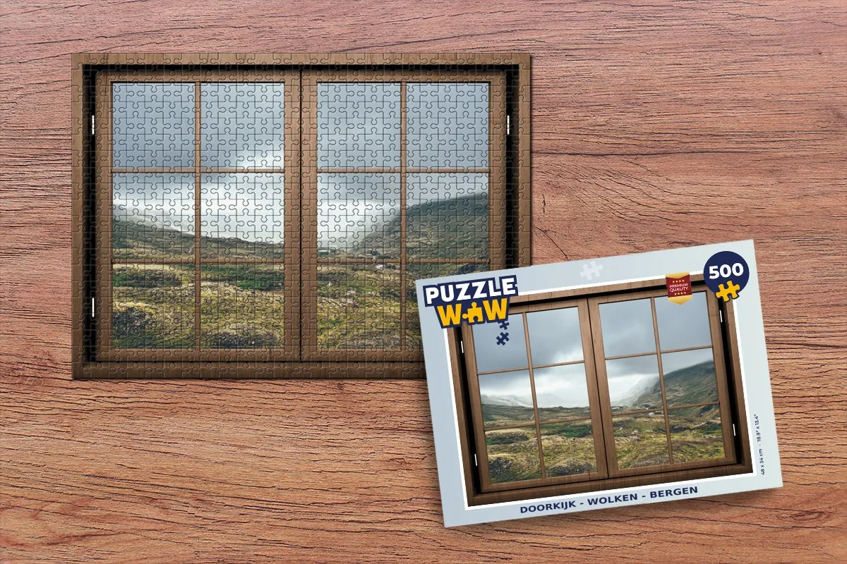 PuzzleWow Doorkijk Wolken Bergen Legpuzzel 500 Stuks - Multicolor