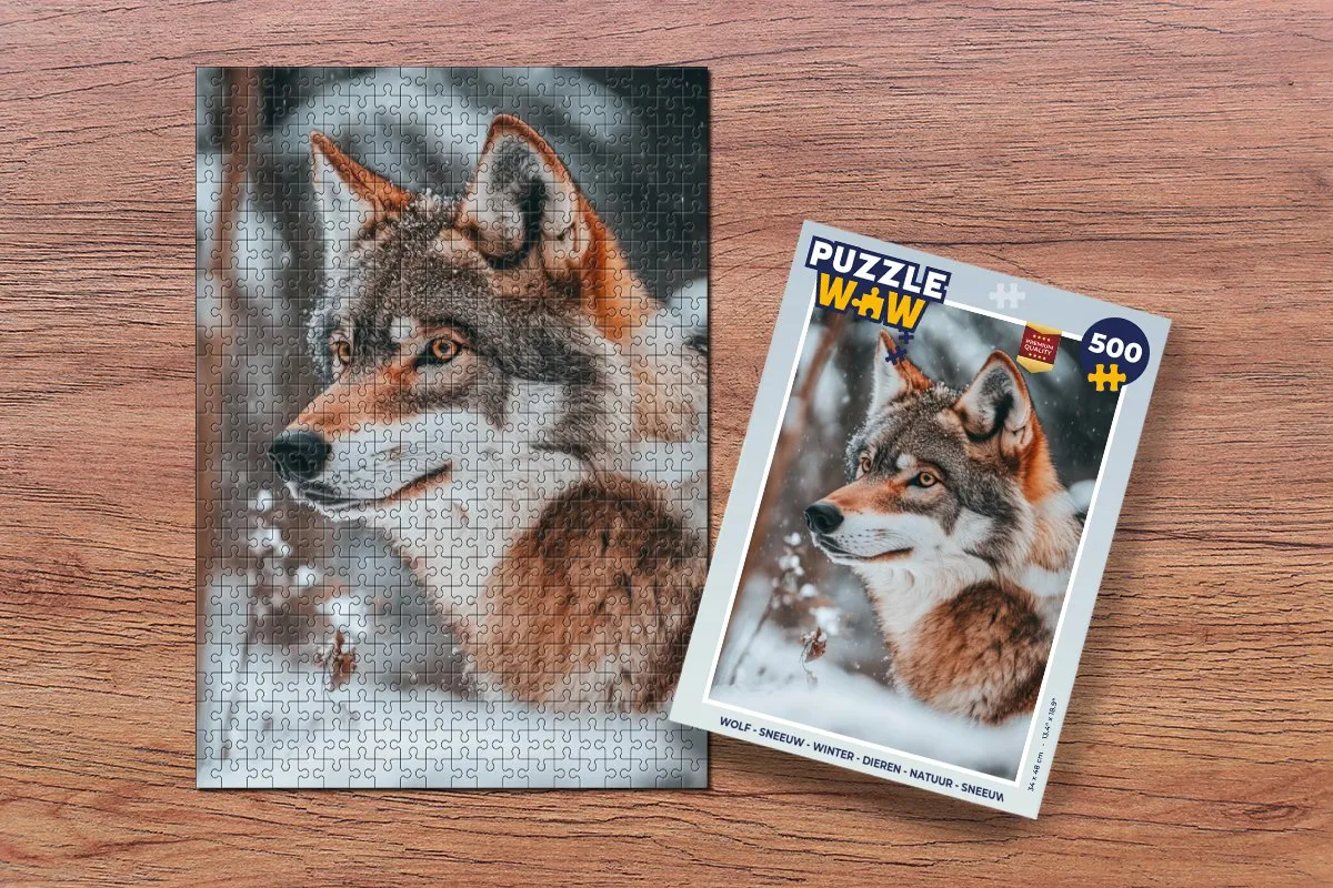 PuzzleWow Sneeuw Wolf Legpuzzel 500 Stuks