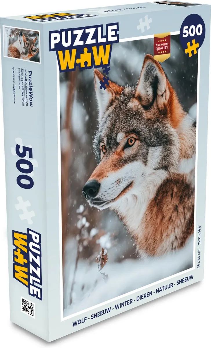 PuzzleWow Sneeuw Wolf Legpuzzel 500 Stuks