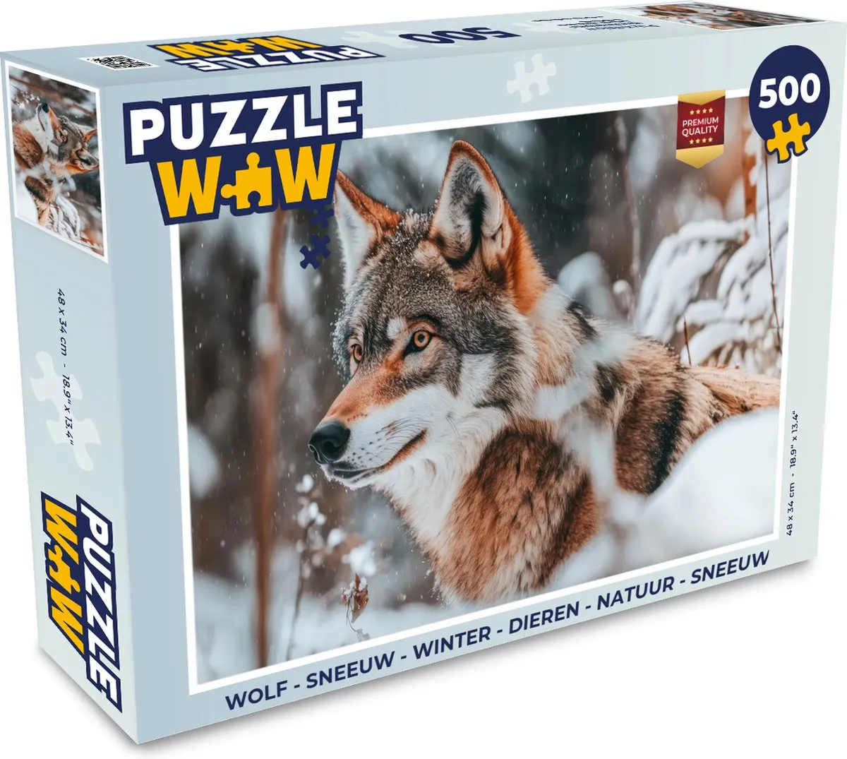 PuzzleWow Sneeuw Wolf Legpuzzel 500 Stuks