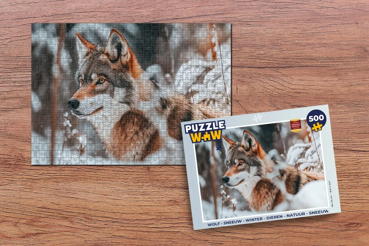 PuzzleWow Sneeuw Wolf Legpuzzel 500 Stuks