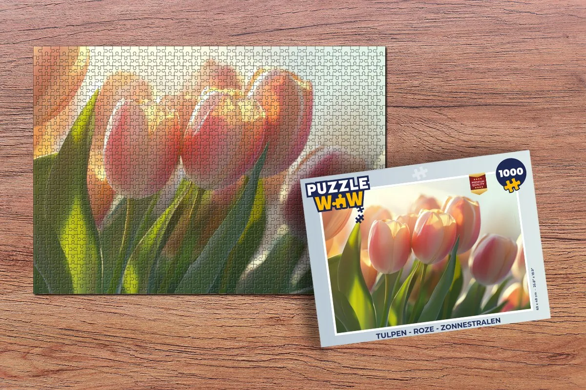 PuzzleWow Legpuzzel Tulpen Roze 1000 Stuks
