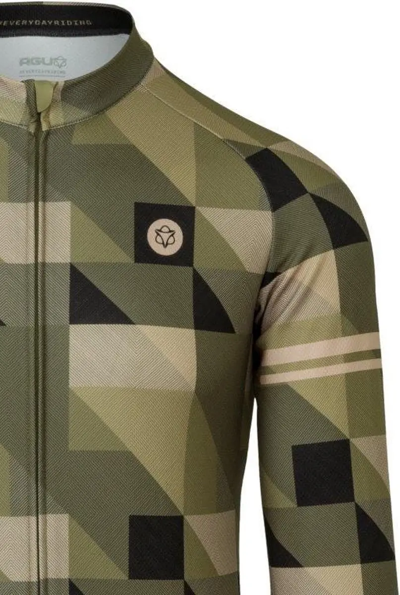 AGU Triangle Stripe Fietsshirt Heren - Lange mouwen - M - Groen - afbeelding 3 van 6
