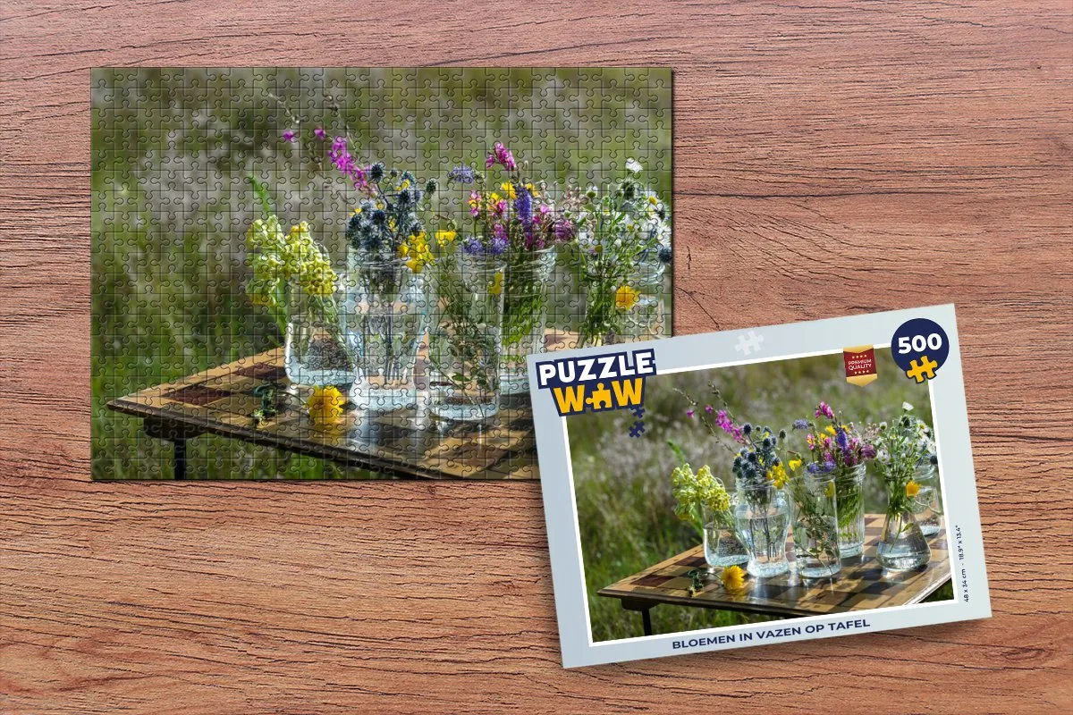 PuzzleWow Vaas Bloemen Legpuzzel 500 Stuks - Multicolor