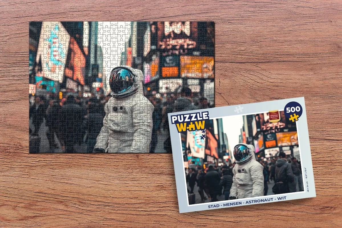 PuzzleWow Stad - Mensen - Astronaut Puzzel 500 Stuks - Wit