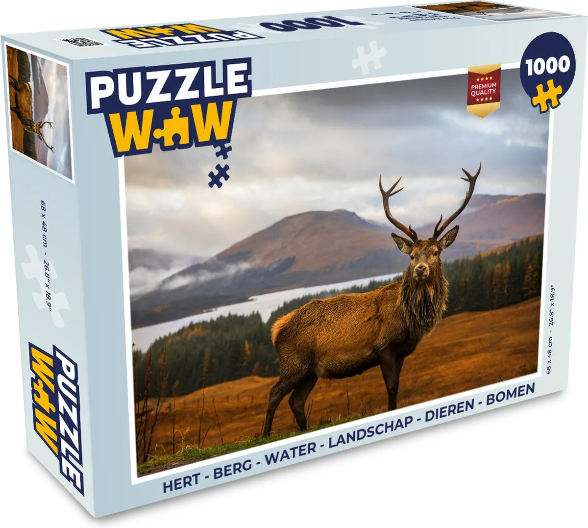 PuzzleWow Legpuzzel 1000 Stuks - Hert/Berg/Water/Landschap - Multicolor