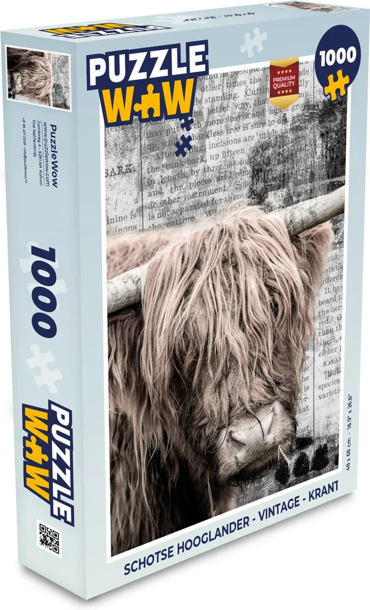 PuzzleWow Schotse Hooglander Legpuzzel 1000 Stuks