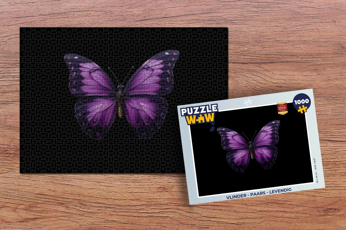 PuzzleWow Vlinder Legpuzzel 1000 Stuks - Paars