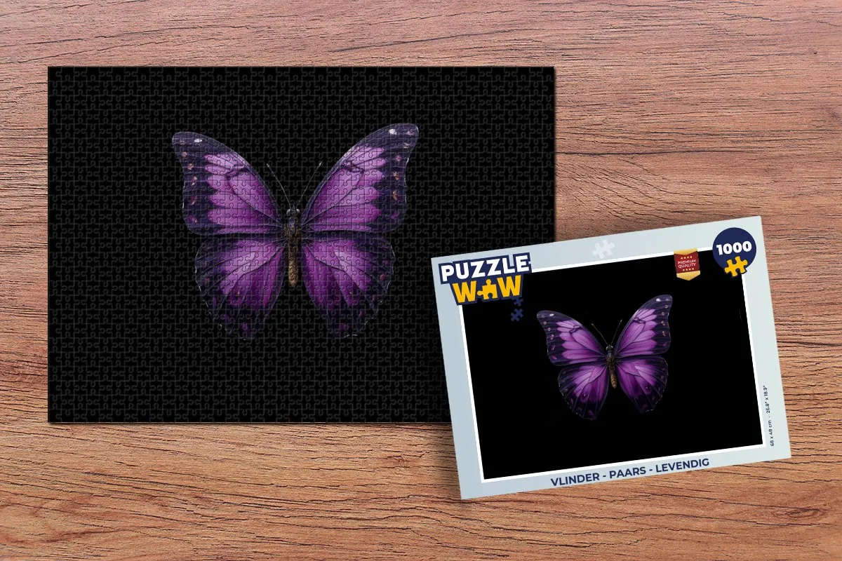 PuzzleWow Vlinder Legpuzzel 1000 Stuks - Paars