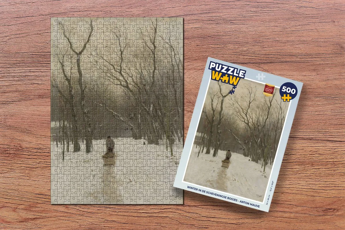 PuzzleWow Winter in de Scheveningse bosjes - Anton Mauve Legpuzzel 500 Stuks - Multicolor