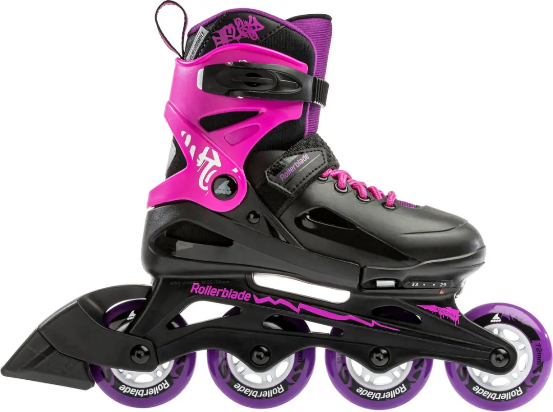 Rollerblade Fury Skate Junior - 72mm - Maat 36.5-40.5 - Zwart/roze/paars - afbeelding 3 van 6