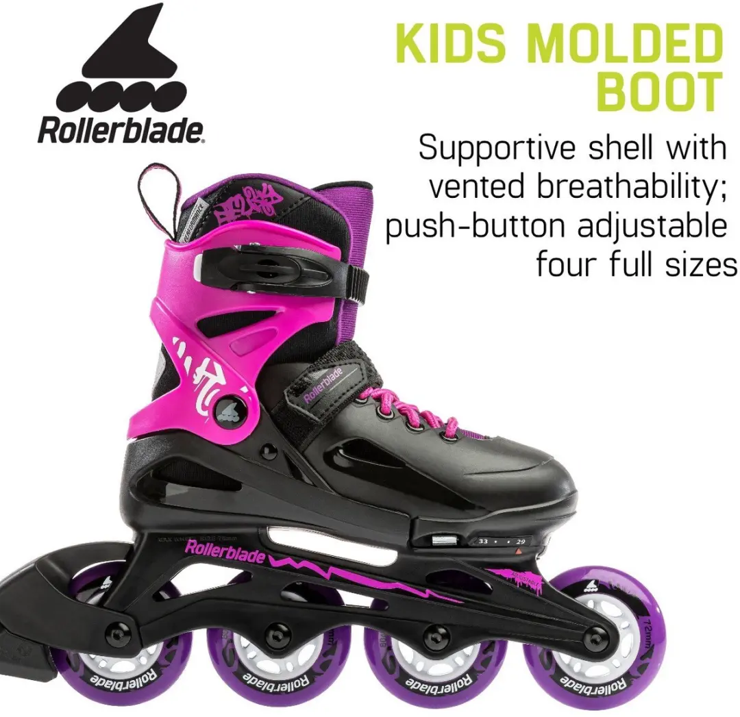 Rollerblade Fury Skate Junior - 72mm - Maat 36.5-40.5 - Zwart/roze/paars - afbeelding 4 van 6