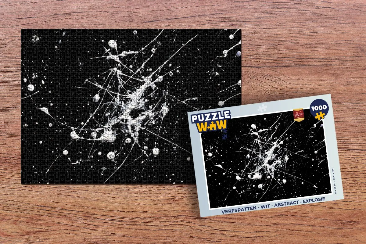 PuzzleWow Verfspatten Explosie Legpuzzel 1000 Stuks - Wit