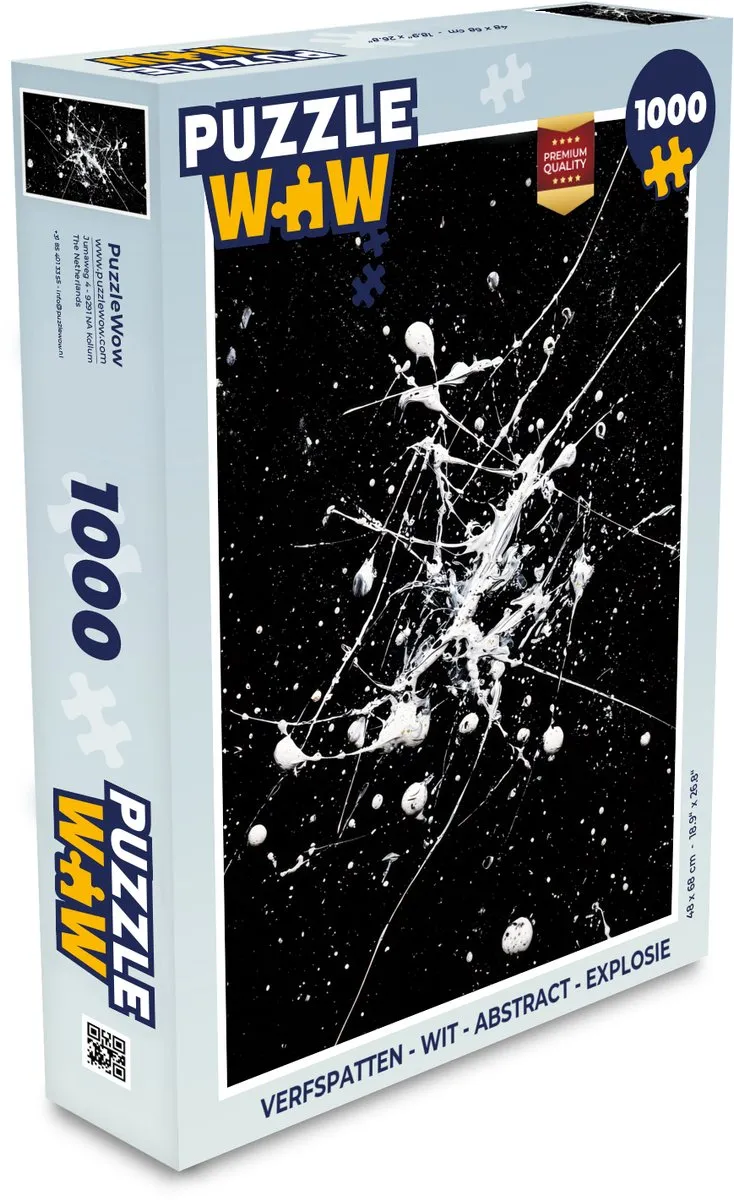 PuzzleWow Verfspatten Explosie Legpuzzel 1000 Stuks - Wit