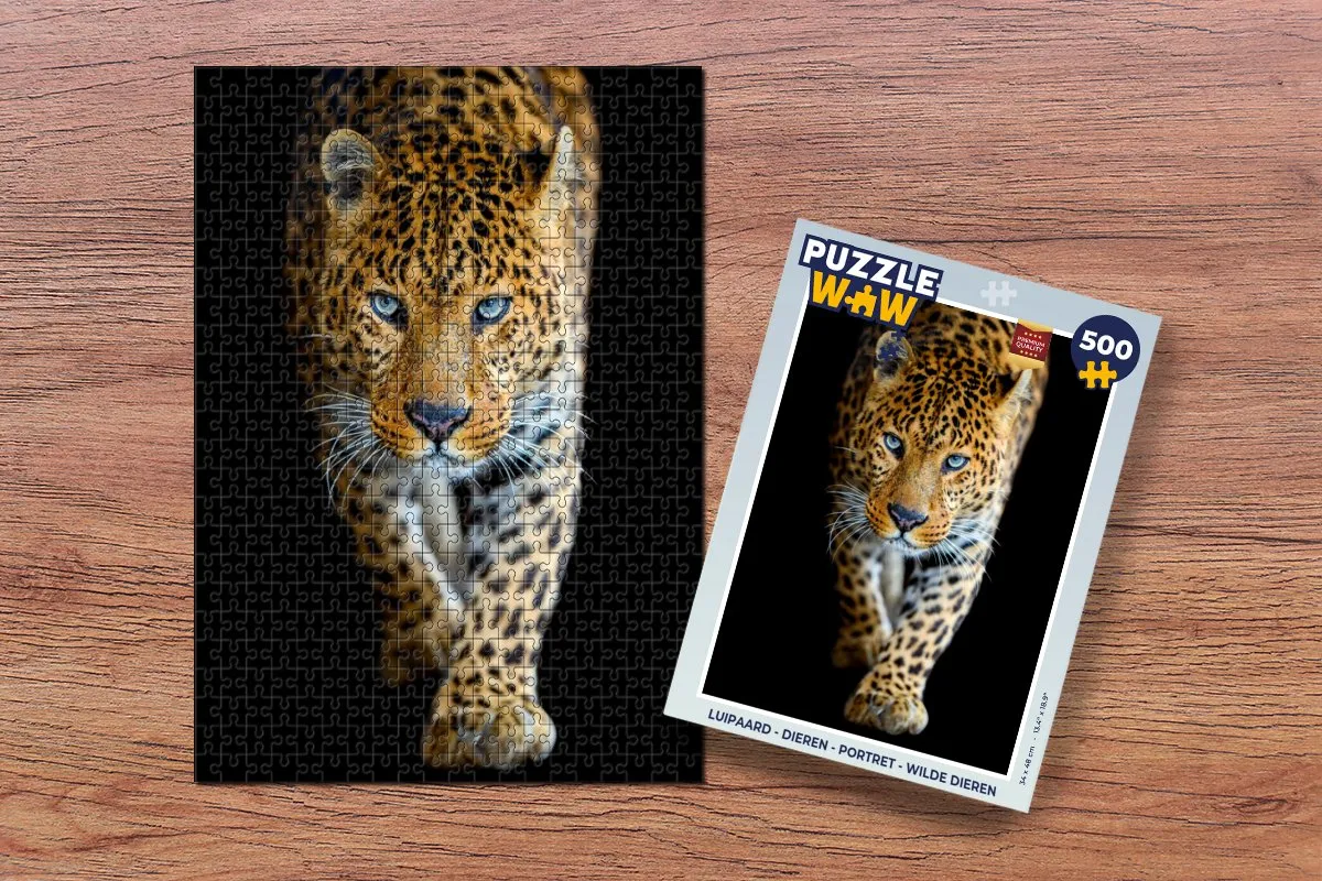 PuzzleWow Luipaard Dieren Portret Puzzel 500 Stuks - Multicolor