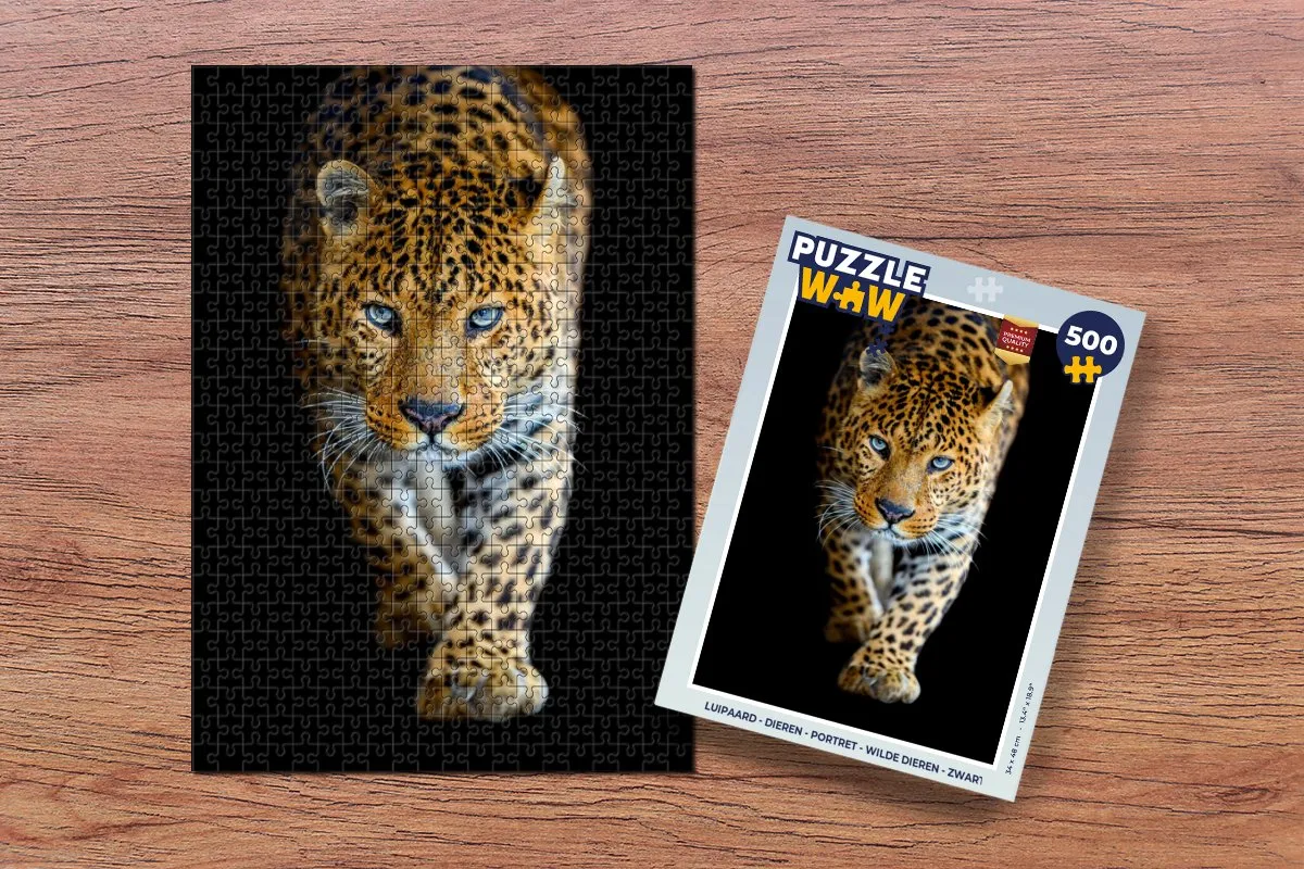 PuzzleWow Luipaard Dieren Portret Puzzel 500 Stuks - Multicolor