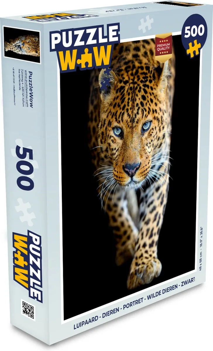 PuzzleWow Luipaard Dieren Portret Puzzel 500 Stuks - Multicolor