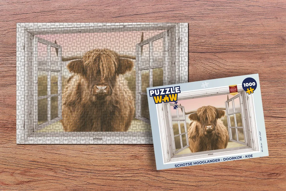 PuzzleWow Schotse Hooglander Legpuzzel 1000 Stuks - Multicolor