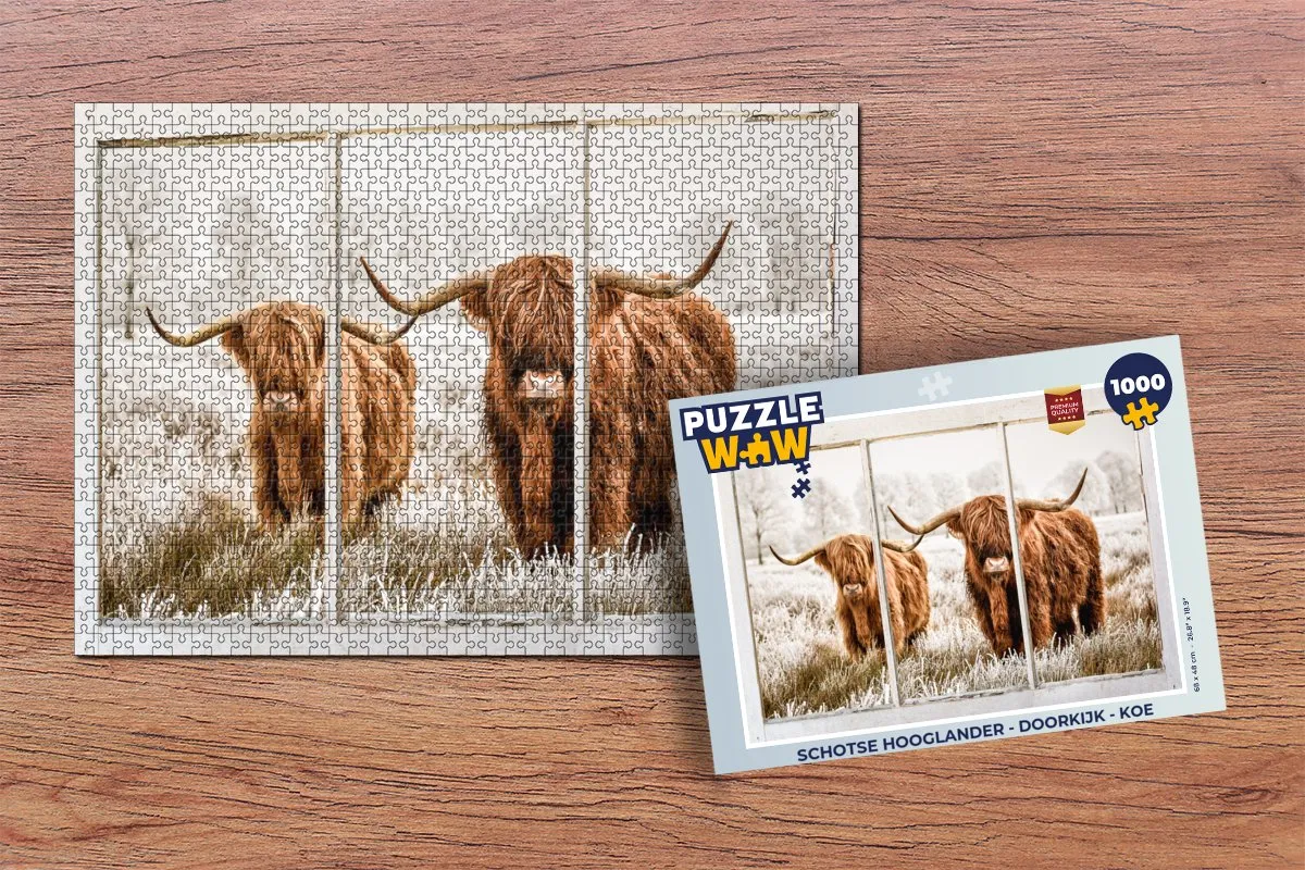 PuzzleWow Schotse Hooglander Legpuzzel 1000 Stuks - Multicolor
