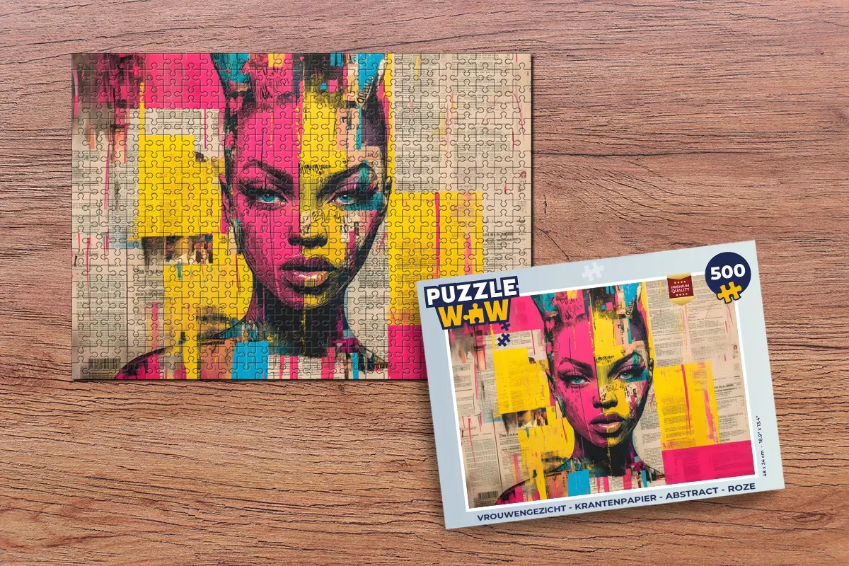 PuzzleWow Legpuzzel Vrouwengezicht 500 Stuks - Roze
