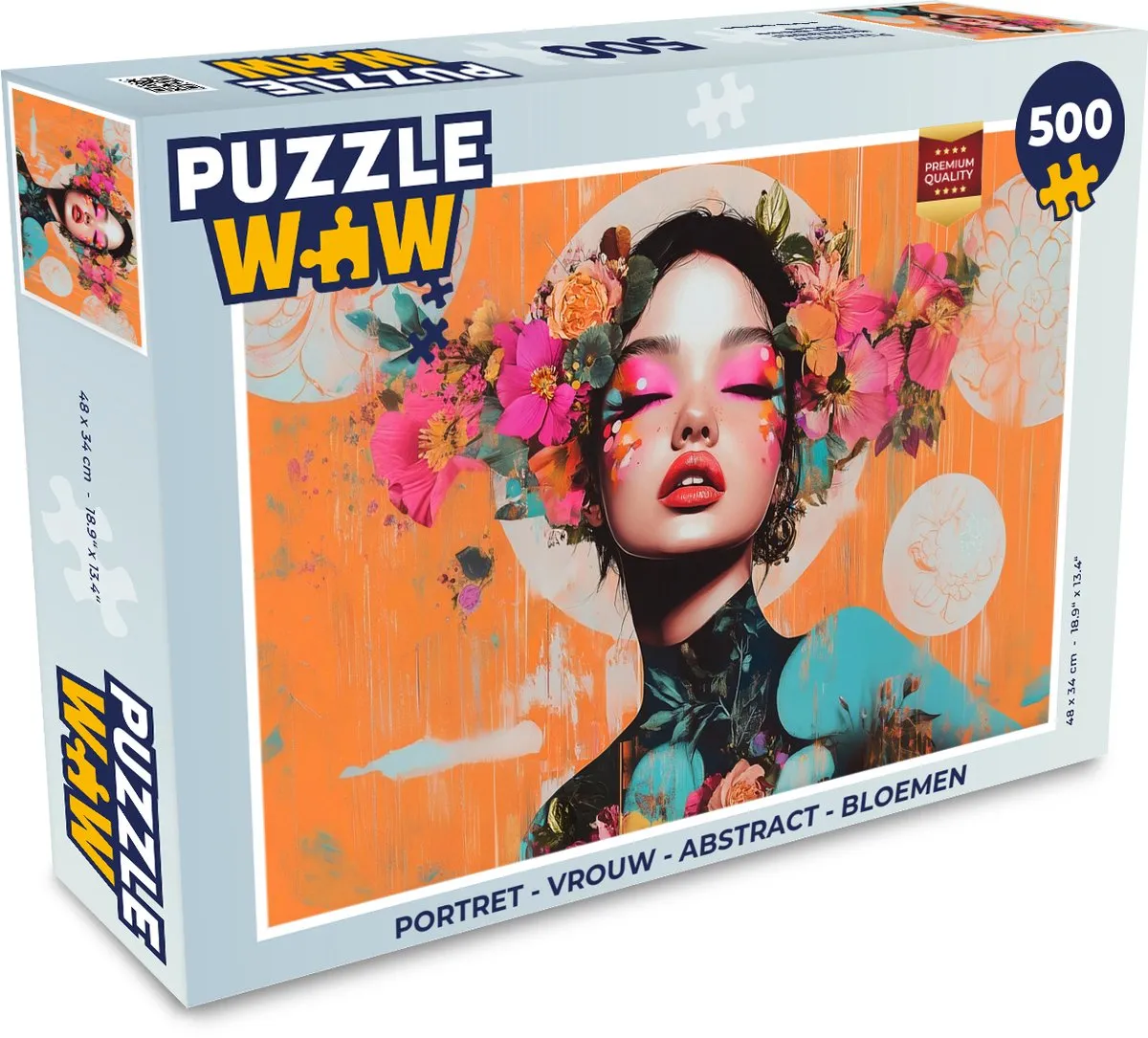 PuzzleWow Portret Abstract Bloemen Legpuzzel 500 Stuks