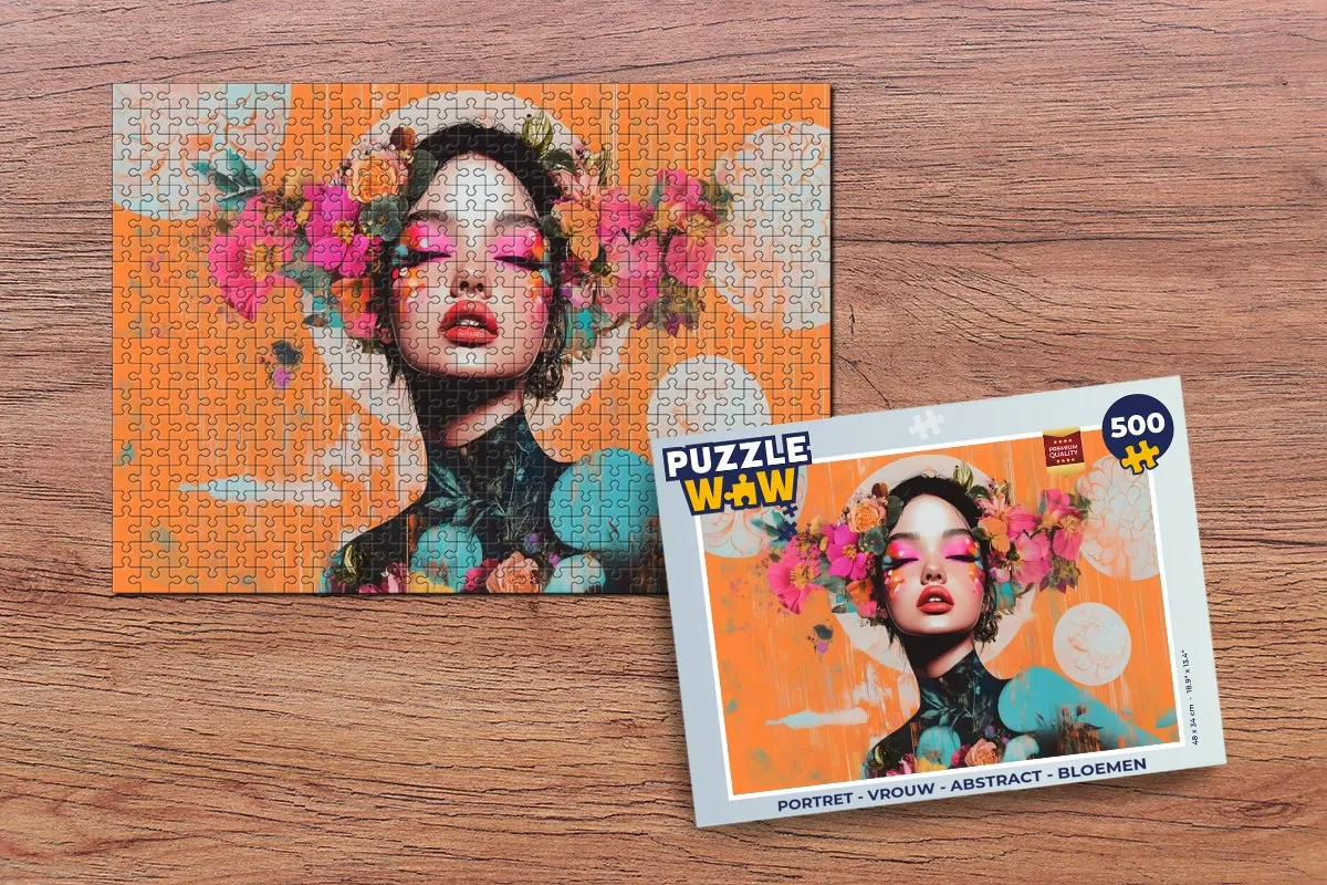 PuzzleWow Portret Abstract Bloemen Legpuzzel 500 Stuks