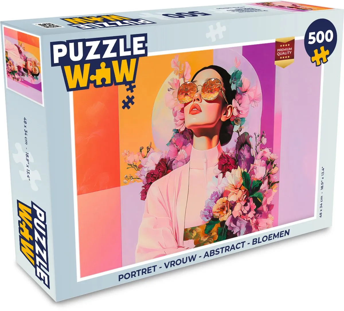 PuzzleWow Portret Abstract Bloemen Legpuzzel 500 Stuks