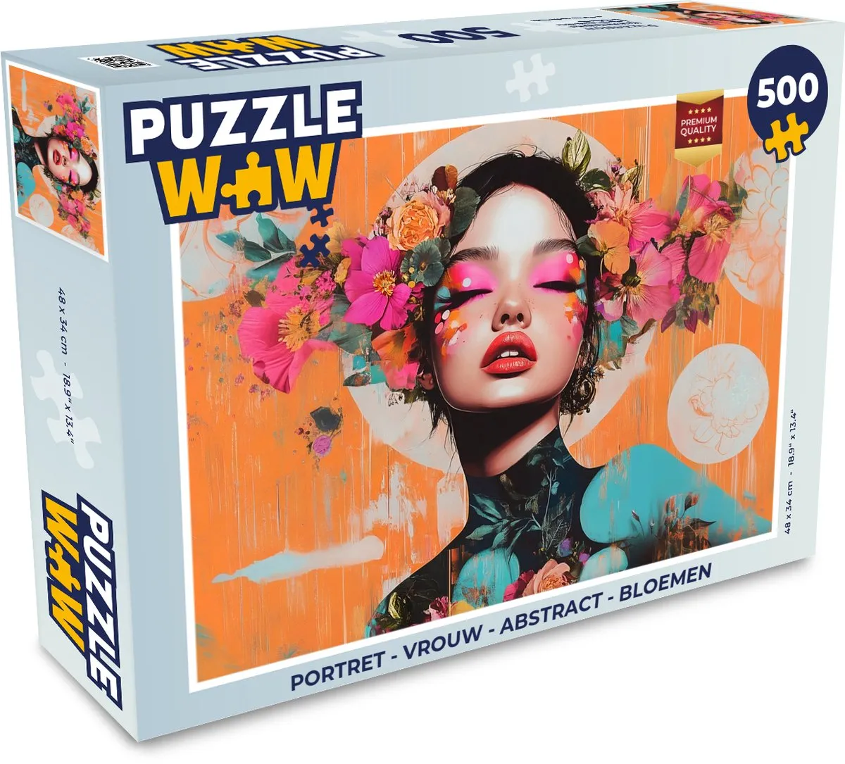 PuzzleWow Portret Abstract Bloemen Legpuzzel 500 Stuks