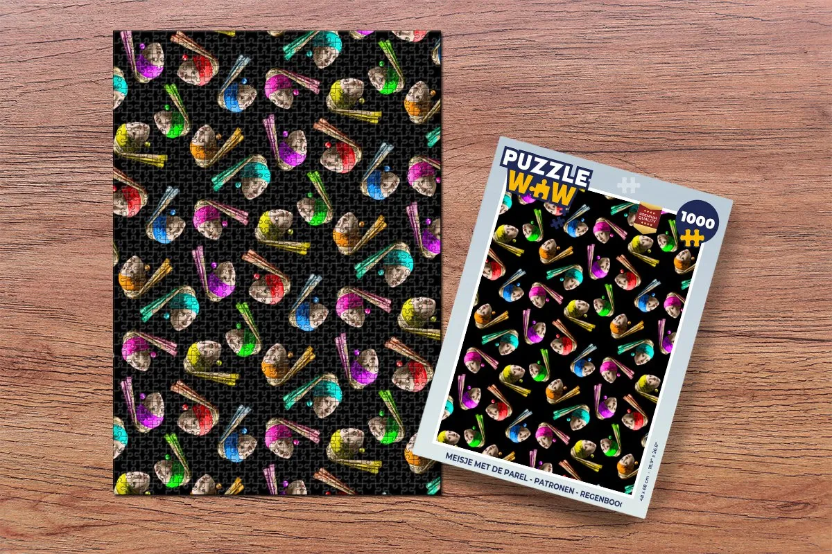PuzzleWow Meisje met de Parel Legpuzzel 1000 Stuks - Regenboog