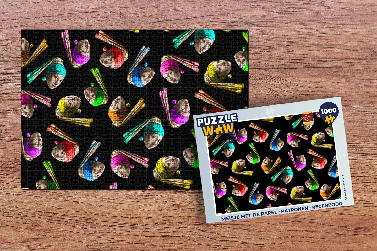 PuzzleWow Meisje met de Parel Legpuzzel 1000 Stuks - Regenboog