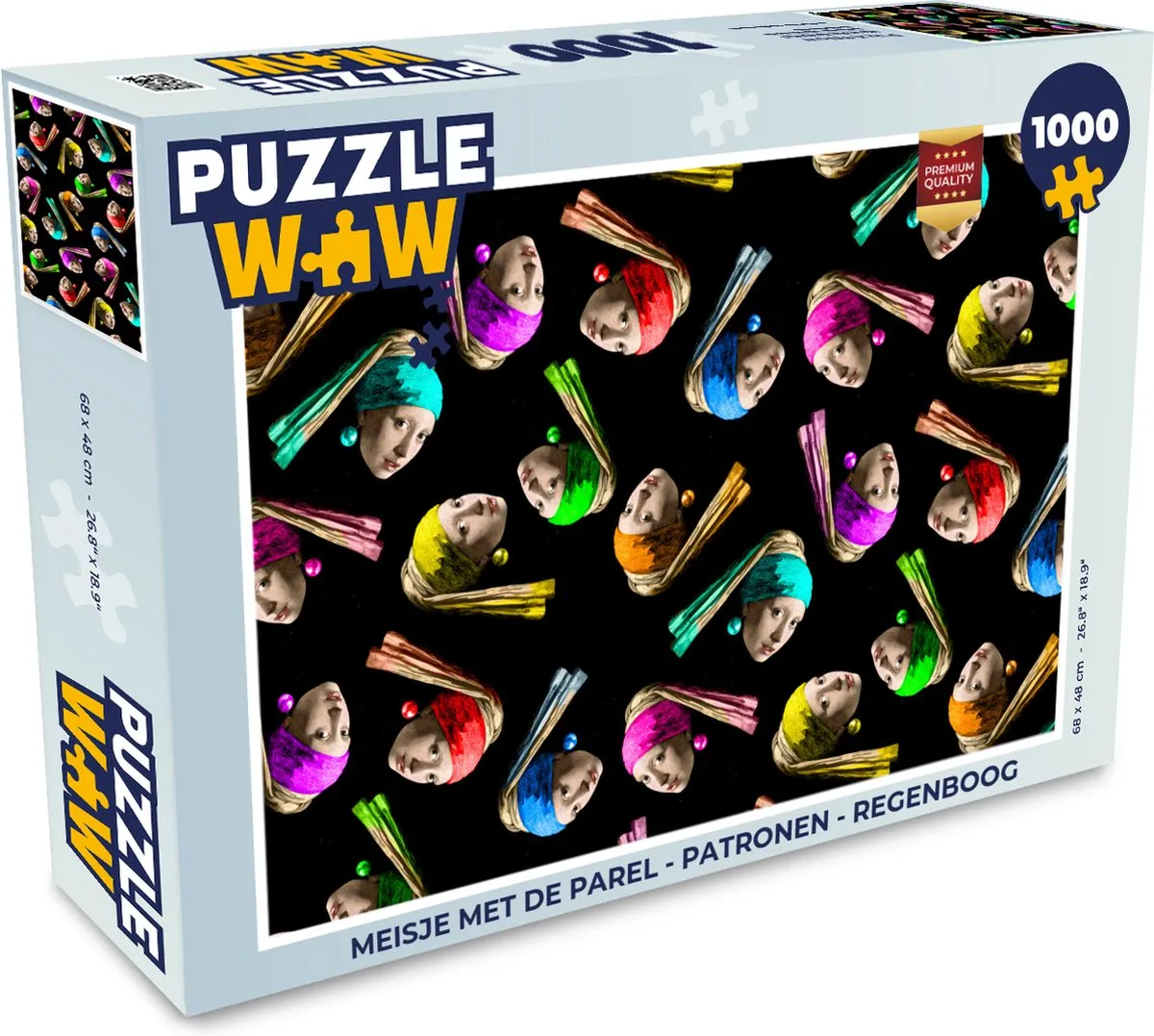 PuzzleWow Meisje met de Parel Legpuzzel 1000 Stuks - Regenboog