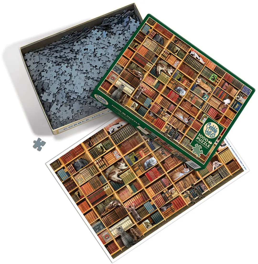 Cobble Hill Kattenbibliotheek Puzzel 1000 Stukjes - Meerkleurig