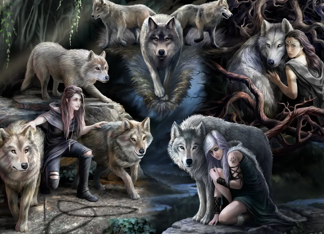 Bluebird Puzzle legpuzzel Anne Stokes Wolf Collage 1500 stukjes dieren.