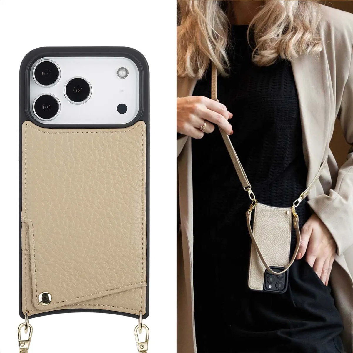 Selencia Hoesje iPhone 17 Pro Beige - 2 Pasjes