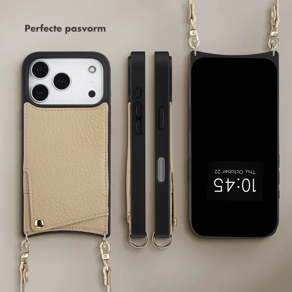 Selencia Hoesje iPhone 17 Pro Beige - 2 Pasjes - afbeelding 6 van 6