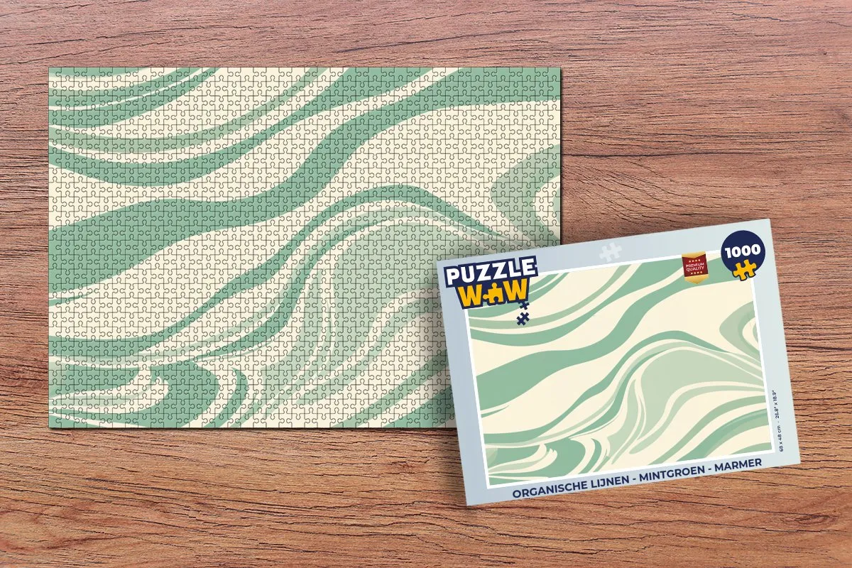 PuzzleWow Organische Lijnen Puzzel 1000 Stuks - Mintgroen