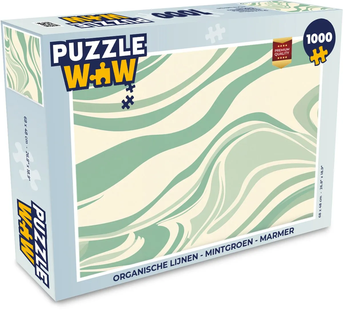 PuzzleWow Organische Lijnen Puzzel 1000 Stuks - Mintgroen