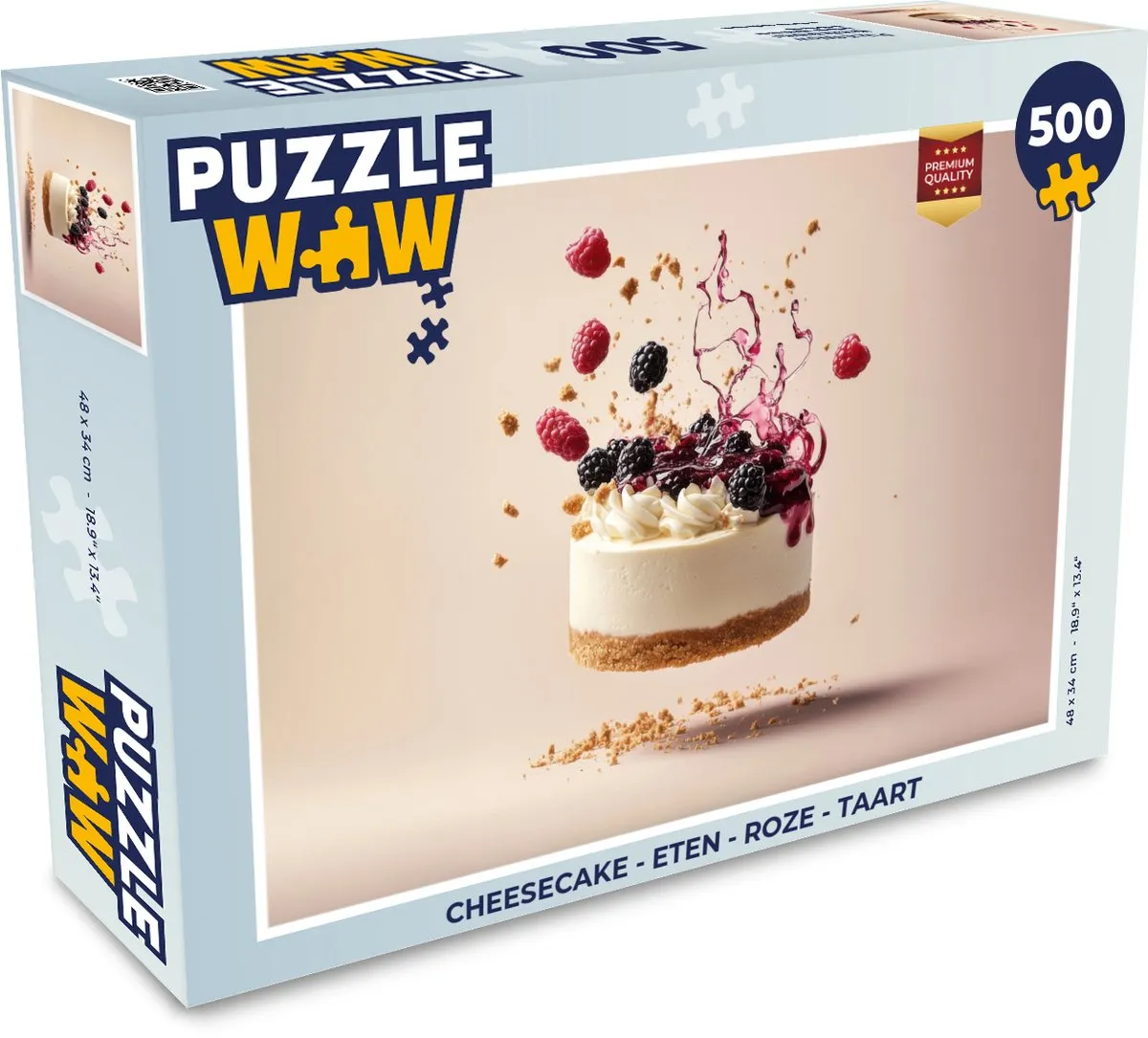 PuzzleWow Cheesecake Legpuzzel 500 Stuks - Roze