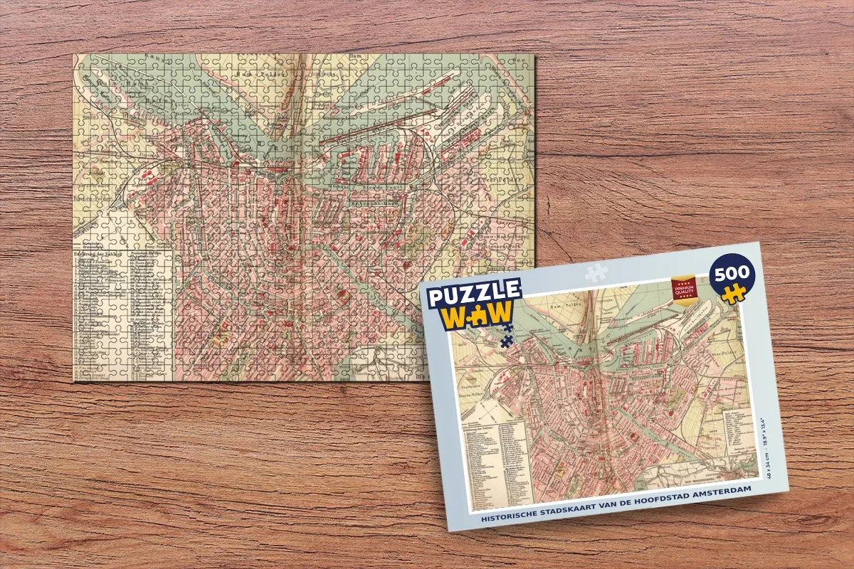 PuzzleWow Amsterdam Vintage Legpuzzel 500 Stuks - Multicolor